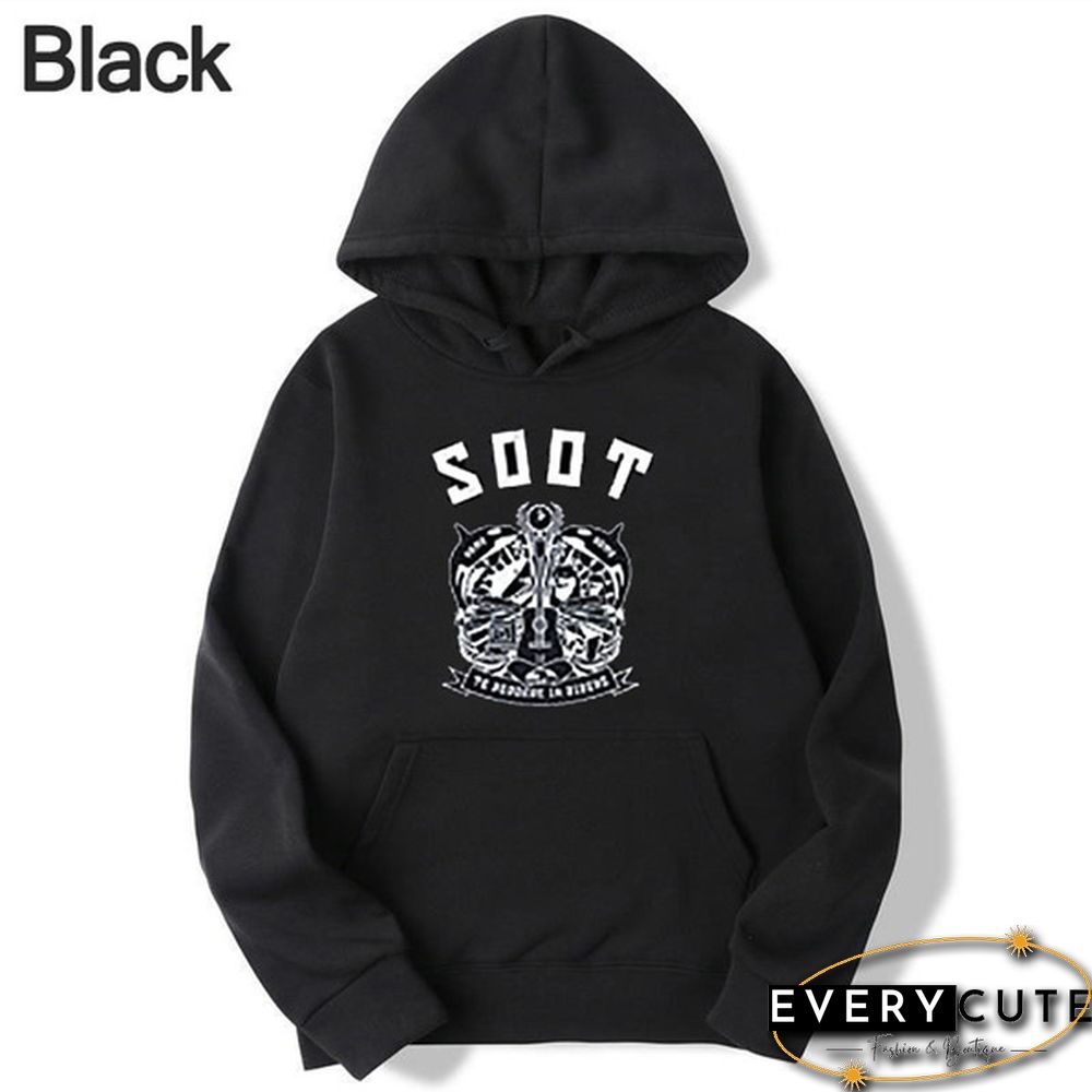 Wilbur Soot Unisex Printed Casual Hooded Street Style College Student Round Neck Long Sleeve Sweater