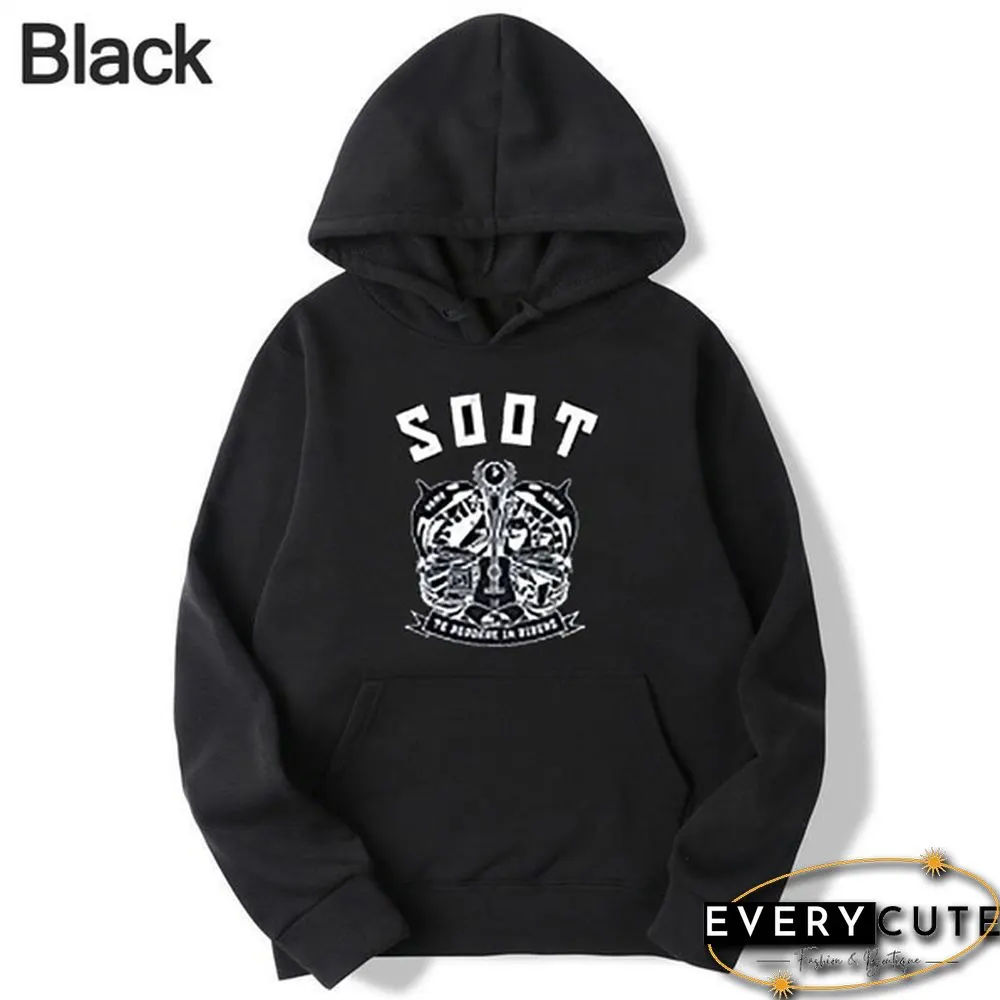 Wilbur Soot Unisex Printed Casual Hooded Street Style College Student Round Neck Long Sleeve Sweater