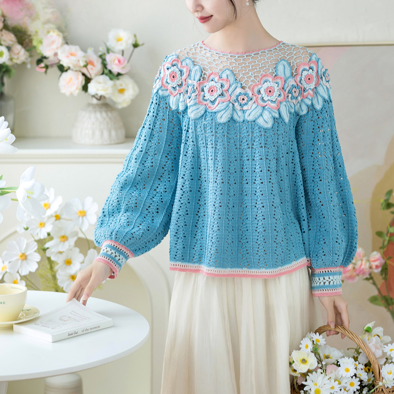 Susan's Blossom Lace Top DIY Crochet Kit &ndash; Handcraft Yarn Set for Knitwear