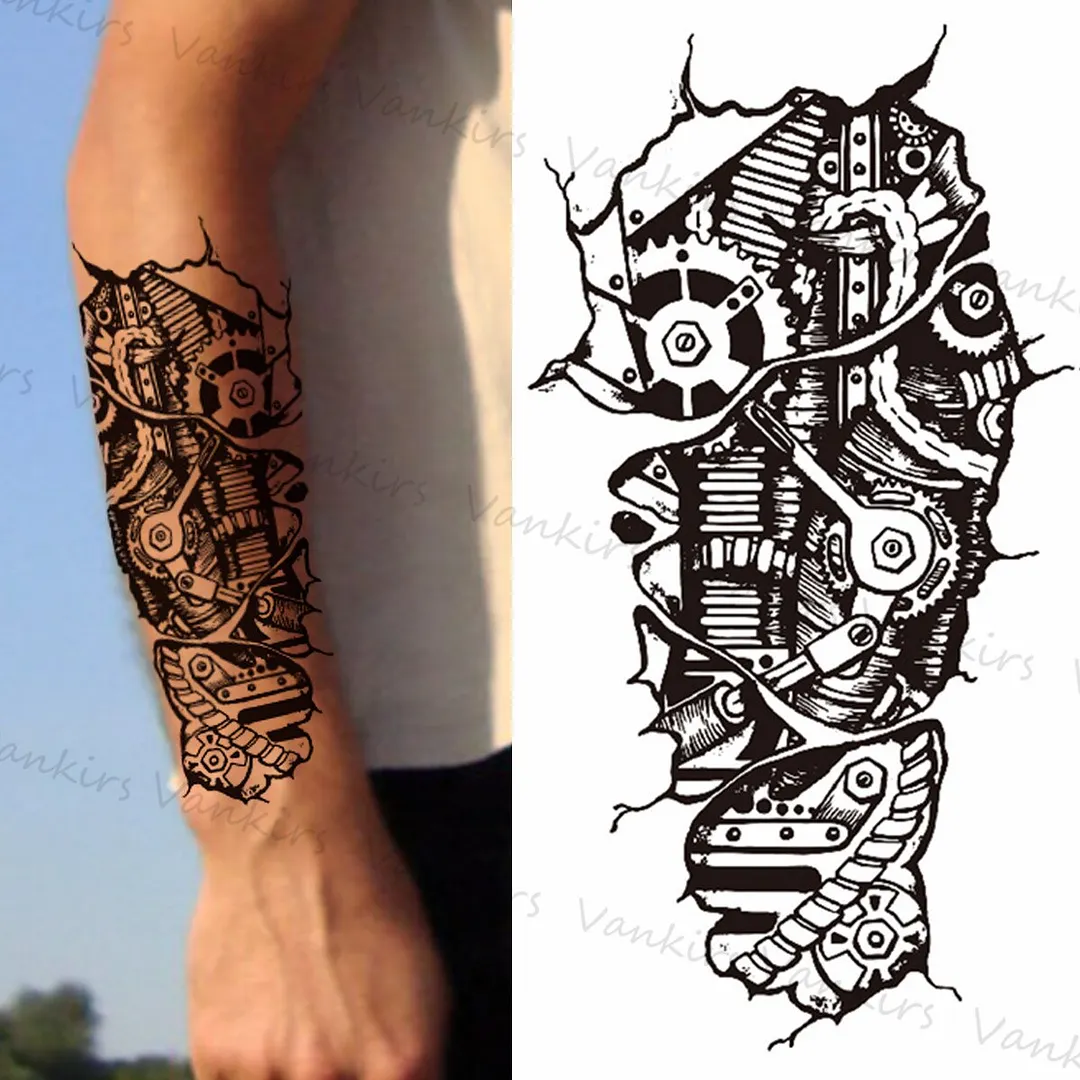 Sdrawing Lion Crown Temporary Tattoos For Women Men Wolf Compass Tiger Mountain Flower Fake Tattoo Sticker Arm Body Tatoos