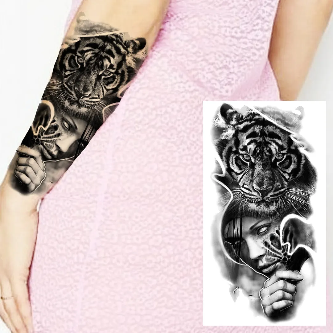 Halloween Clown Joker Scary Temporary Tattoos For Men Women Realistic Scary Lion Waterproof Tattoo Forearm Tatoos Vampire