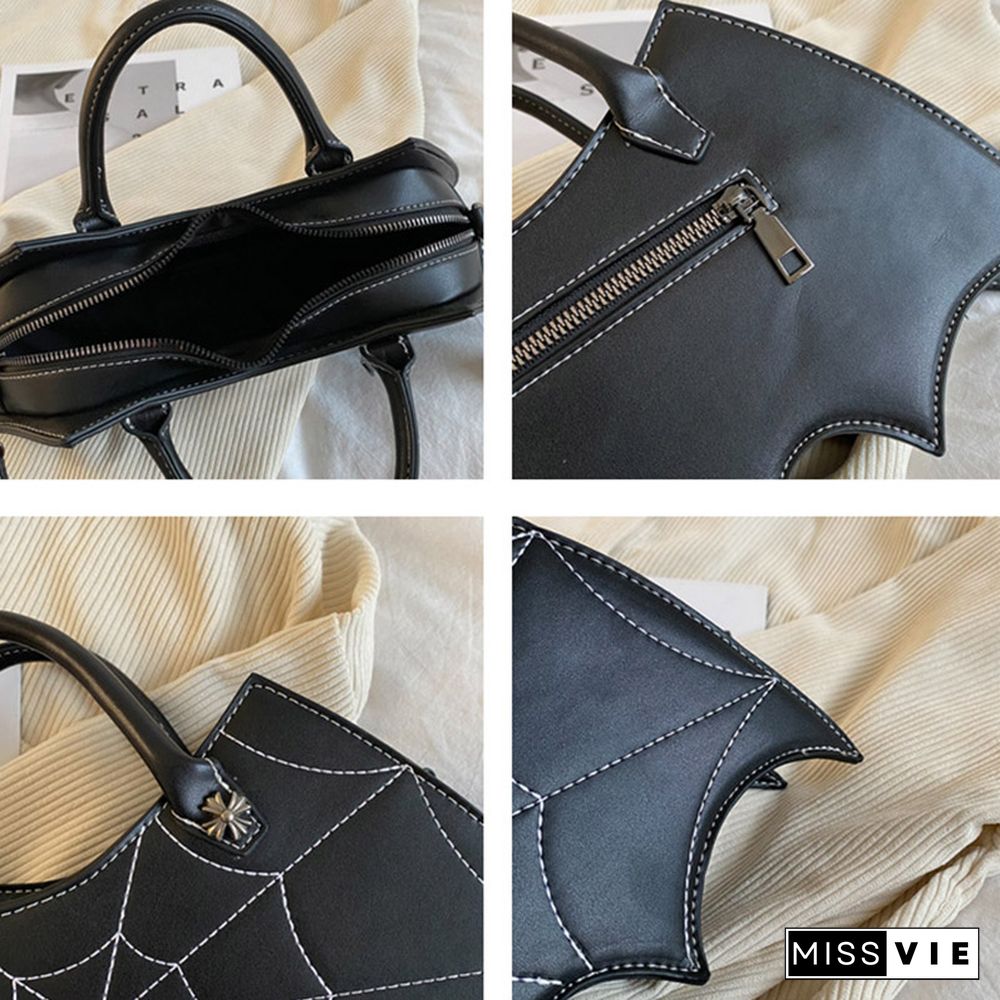 Spider Web Print Bat Irregular Crossbody Bag