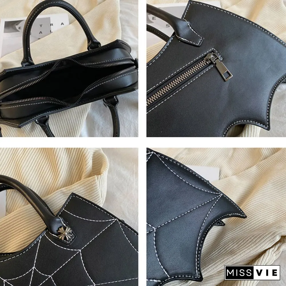 Spider Web Print Bat Irregular Crossbody Bag