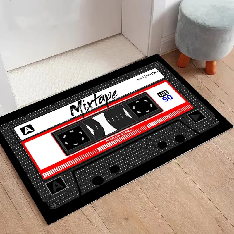 Athvotar Welcome Doormat Retro Cassette Music Tape Floor Carpet Outdoor Entrance Rug Living Room Kitchen Non-Slip Bathroom Kids Mat