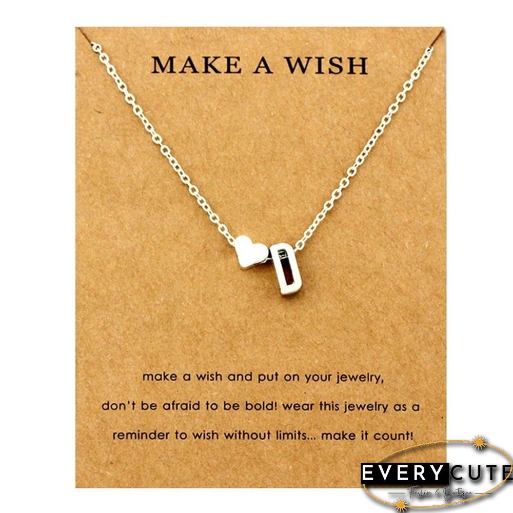 Fashion 26 Letters Sweater Chain Necklace Tiny Love Heart Pendants for Women Collier Lovers Gift Choker Necklace Pendant Gifts Jewelry Friendship Gifts