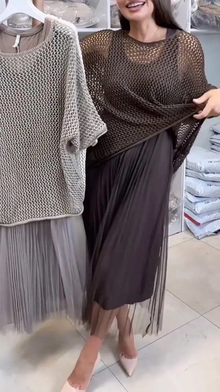 Women's Open-Knit Cover-Up & Dress &mdash; Casual Two-Piece Set