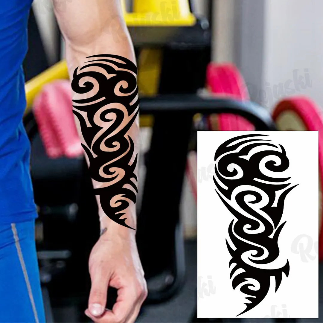 Sdrawing Thorns Temporary Tattoos For Adults Men Realistic Totem Maori Lion Compass Flower Tiger Fake Tattoo StickerArm Tatoos DIY