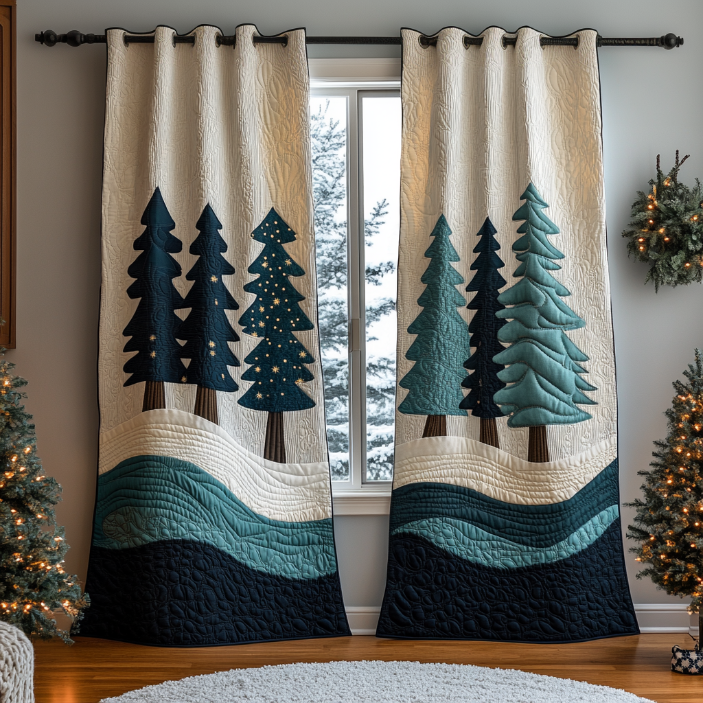 Holiday Forest Printed Quilted  Curtains NCU0DK11483