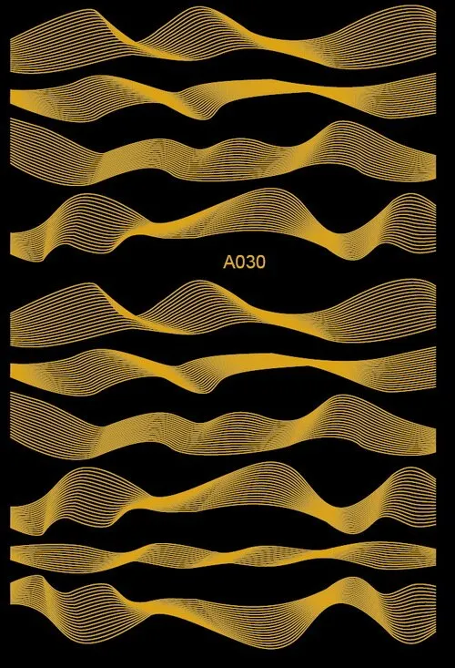 Black Wave Gold Stars White Line Nail Art Stickers Designs Manicure Sticker Back Glue Accessories for Nail Art Decoration Decals-Nail Inspo