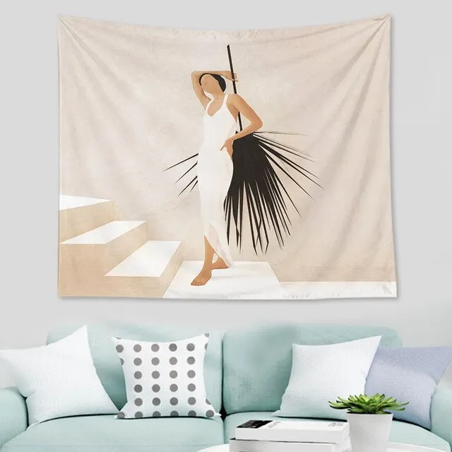Abstract  nordic Geometric Tapestry Tropic Modern Art Brown Wall Hanging ins Tapestry Decorative Tapestry For Home Decoration