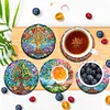 6Pcs/set Diamond Painting Wooden Tree Of Life Coaster Cup Cushion With Holder