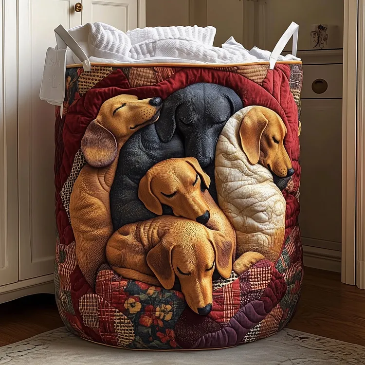 Dachshund Snooze Quilted Laundry Basket GFTONT4516