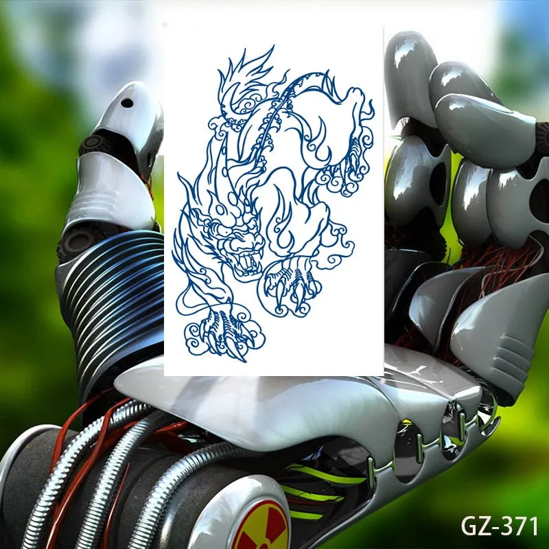 Temporary Tattoo Stickers Dragon Eagle Juice Timberwolves Ink Lasting Waterproof Natural Arm Body Chest Realistic Art Fake Tatoo