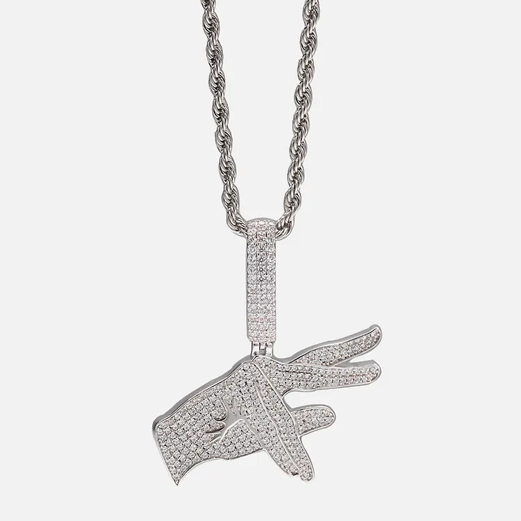 Iced Hand Gesture Pendants Hip Hop Bling Bling For Men