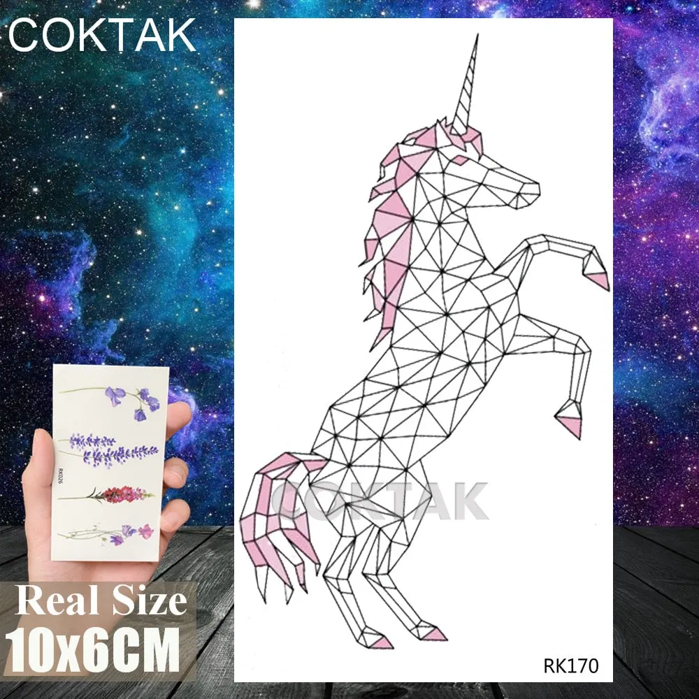 Geometry Pine Tree Temporary Tattoos Sticker Black Mountain Moon Water Transfer Tattoo For Men Body Art Washable Beauty Tatoos