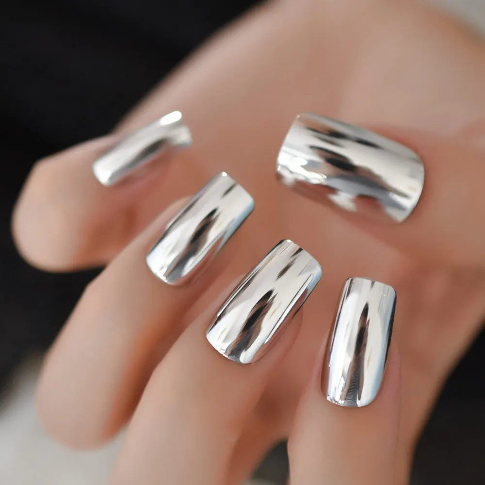 Taro Purple Square Fake Nails Mix Red Champagne Glitter Medium Press On Nails UV Shiny Nail Art Tips Including Glue Tabs-Nail Inspo