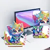 >SALE<Wooden Round Diamond Painting Desktop Diamond Art Table Decor (Kitten)