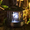 Solar Power LED Light Rotating Lighthouse Landscape Lamp Garden Decoration