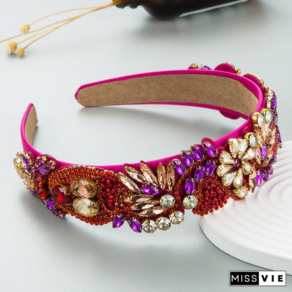 Women's Retro Style Exaggerated Colorful Rhinestone Headband