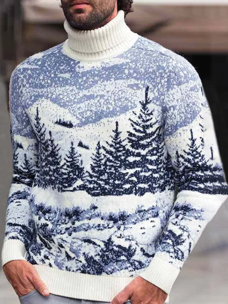 Vintage Snow Jacquard Turtleneck Sweater