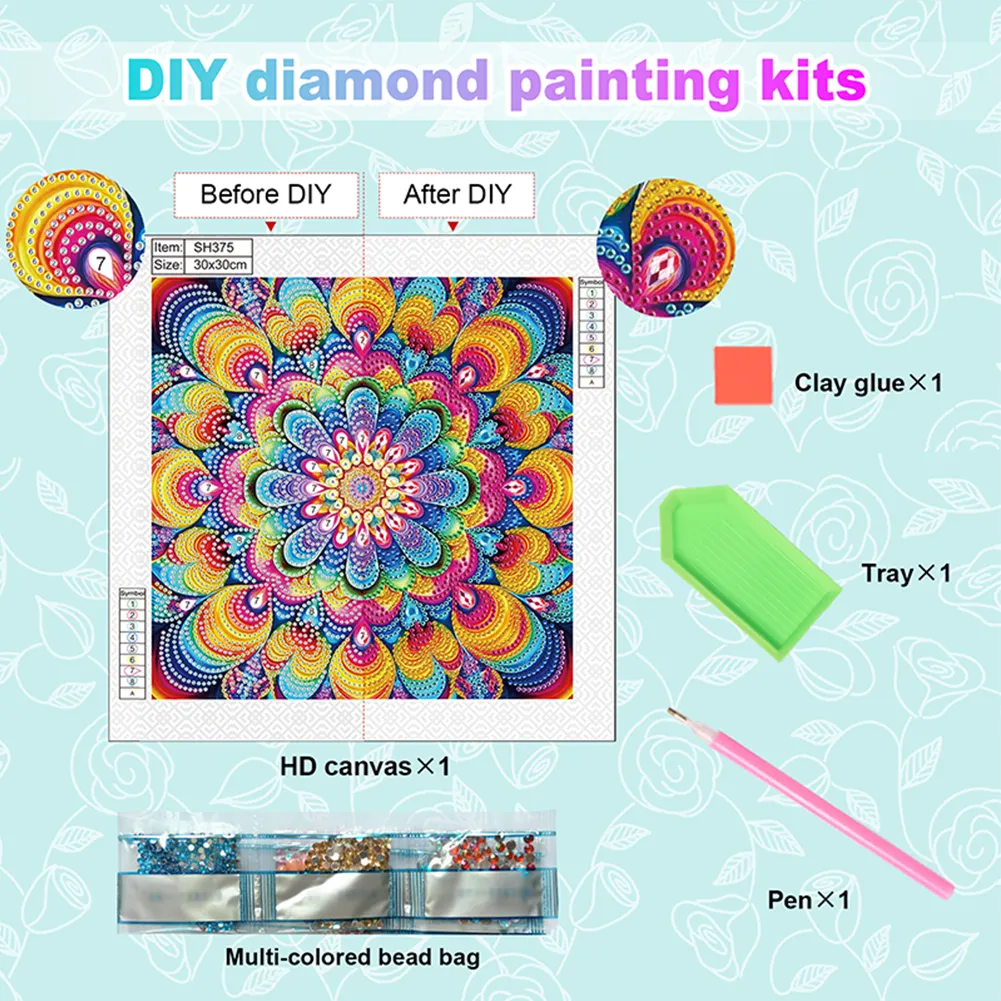 Diamond Painting - Partial Special Shaped Drill - Mandala(Canvas|30*30cm)