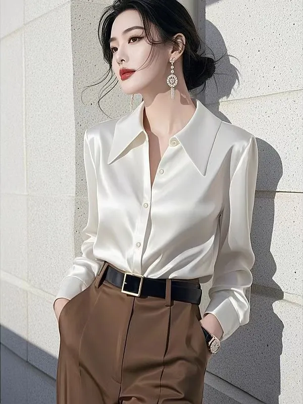 Athvotar Athvotar Light Luxury White Acetic Fascination Stender Shirt Woman 2025 New High-End Feel Chic Shirt Top