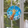 (US Local)Wood Special Shape Giraffe 5D Diamond Painting Clock Art Craft for Home Decor