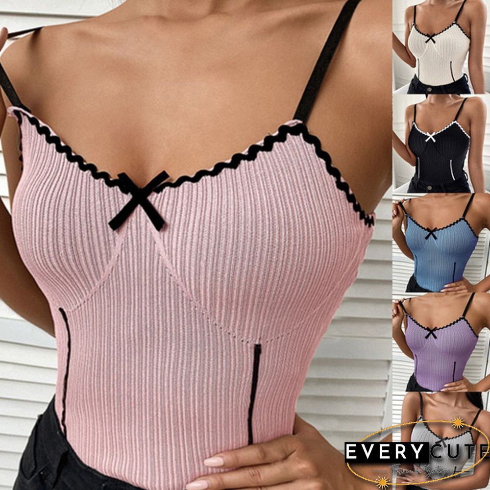 6 Colors New Fashion Women Sleeveless Vest Tops Summer V-Neck Slim Fit Shirts Crop Tops Solid Color Top Plus Size Tank Top