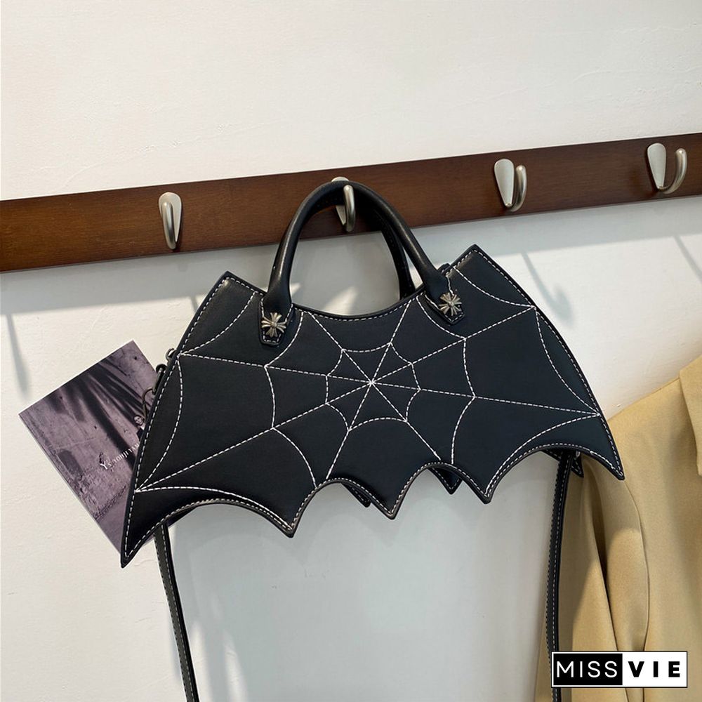 Spider Web Print Bat Irregular Crossbody Bag