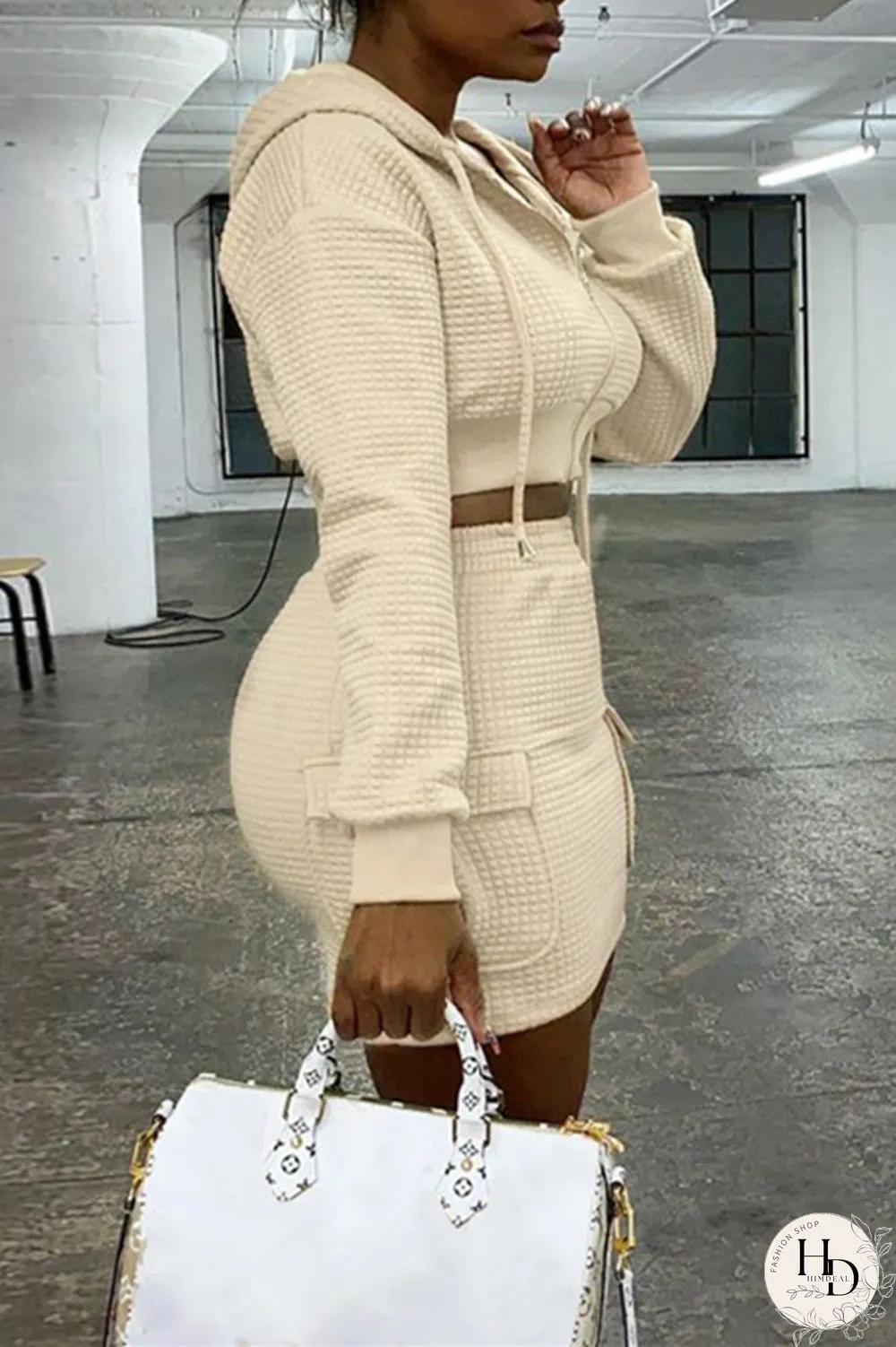 Brown Sexy Casual Solid Basic Hooded Collar Long Sleeve Two Pieces