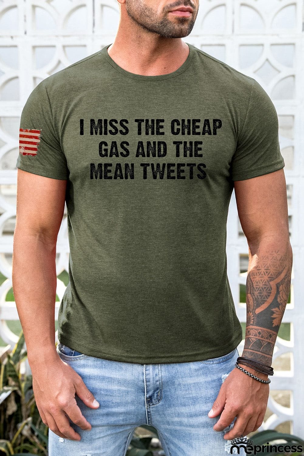 USA Flag Print Men's Tee