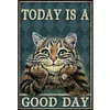 Retro Poster - Today Is A Good Day Cat-11CT Stamped Cross Stitch 40*60cm/15.75*23.62in (Big Size)