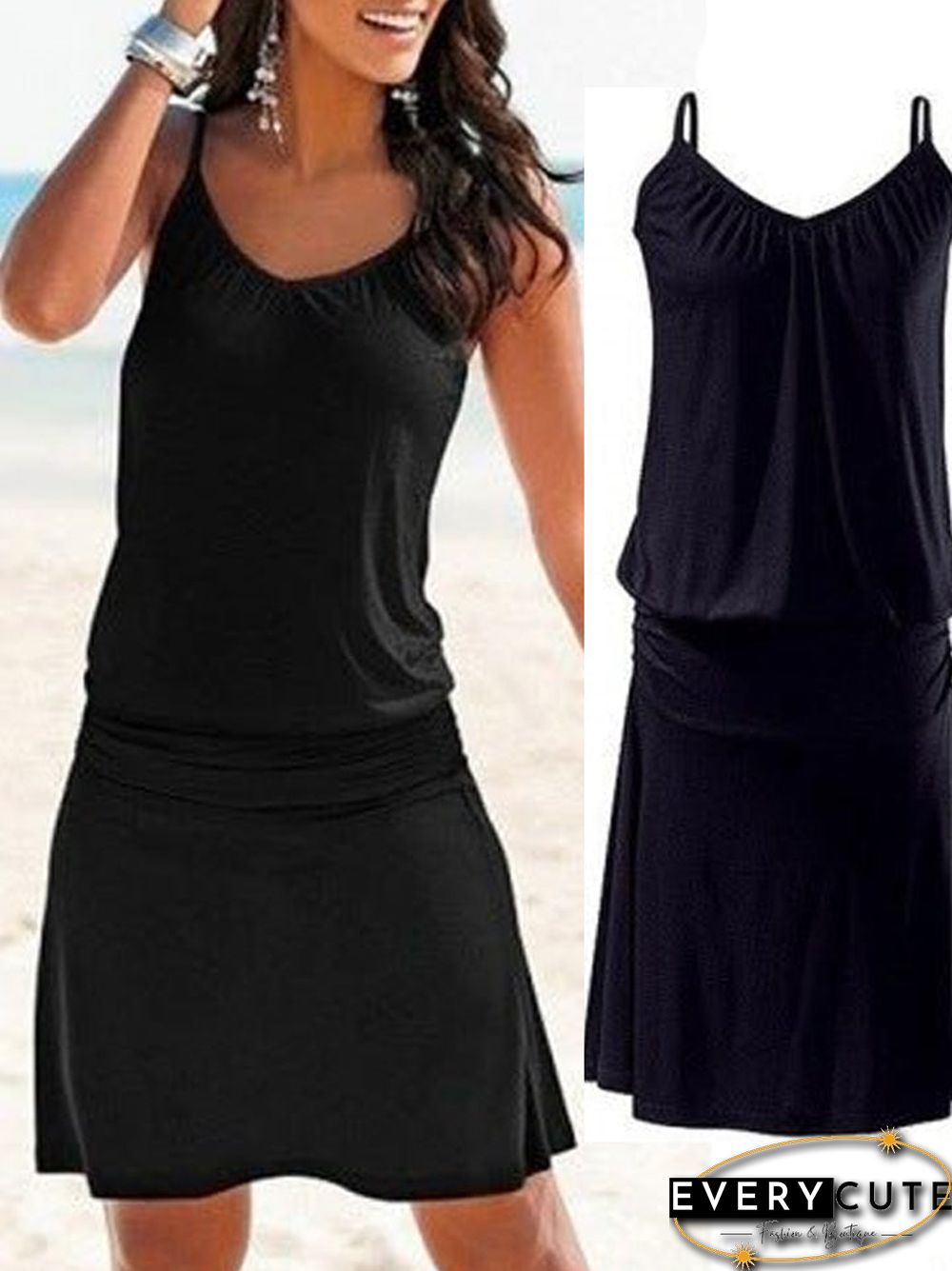 Wave Pattern Loose Dress Black Dresses