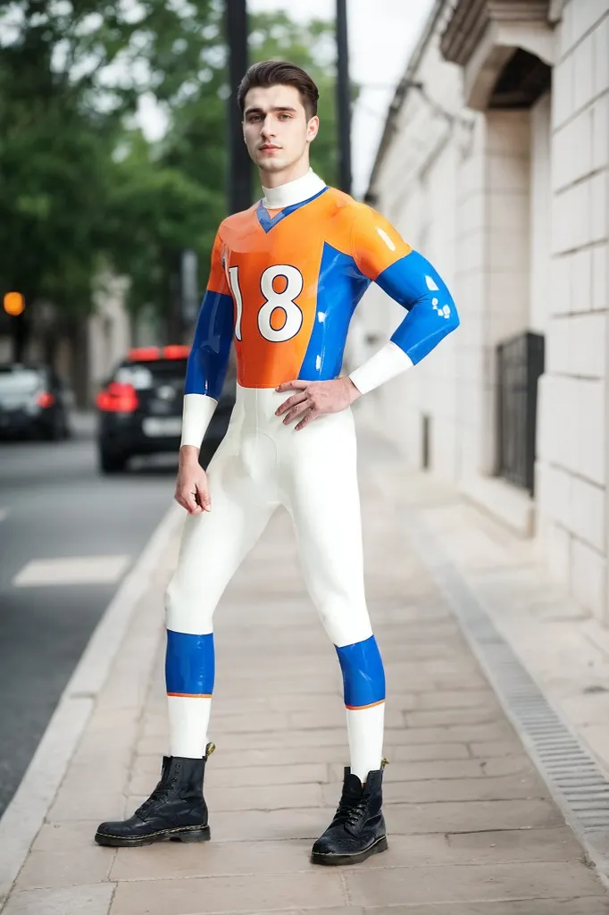 Men Latex Catsuits Outfielder Baseball Player Number 18
