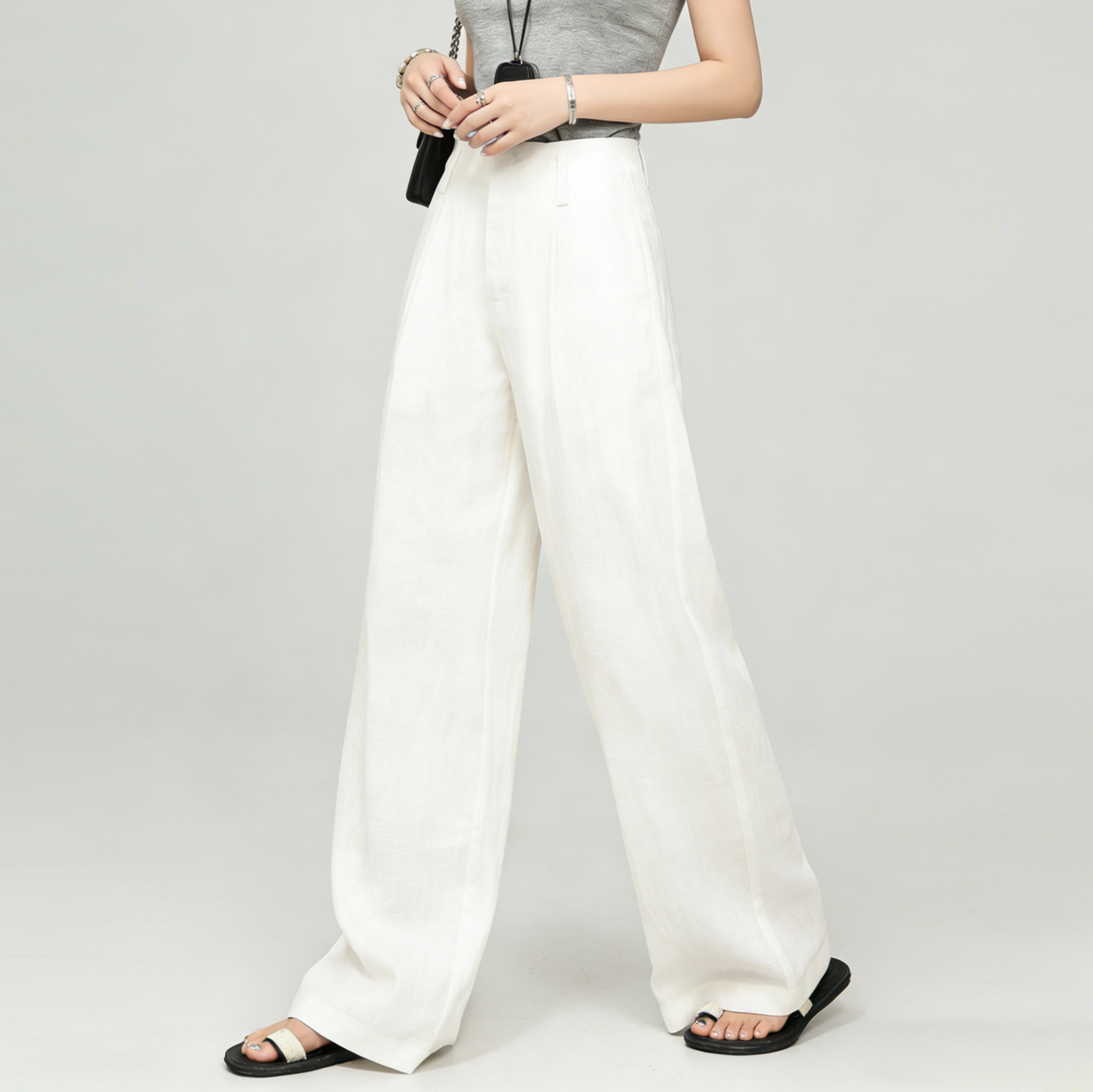 Linen Pants Women 100% Linen High Waisted Wide Leg Trousers REAL SILK LIFE