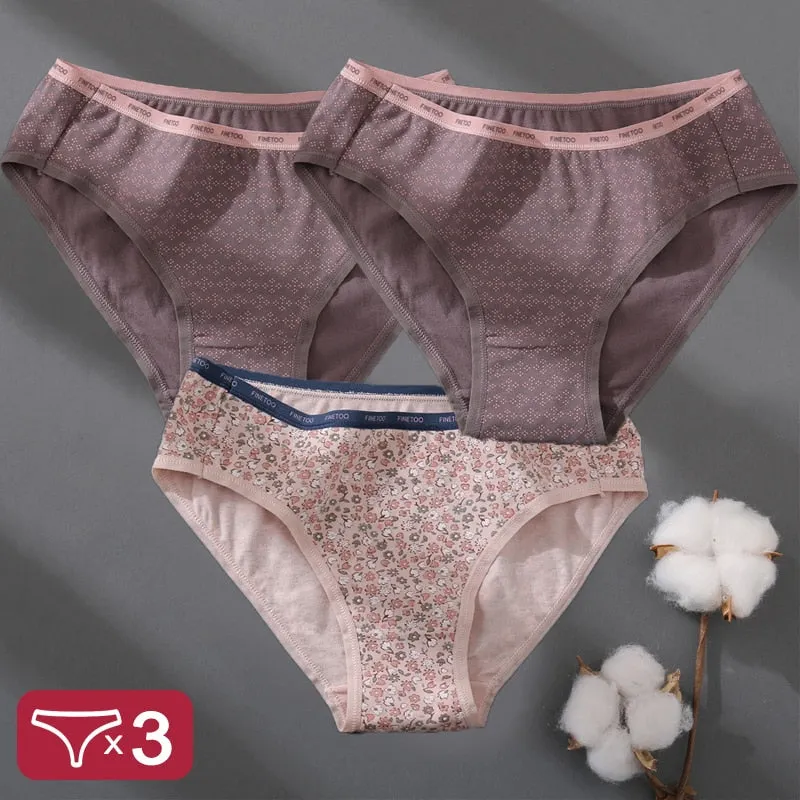 Floral Printing Panties Women Underwear Cotton Panties Set Finetoo Design Female Underpants Lingerie Sexy Pantys Briefs Intimate