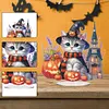 >SALE<Acrylic Halloween Cat Diamond Painting Desktop Decorations for Home Office Decor