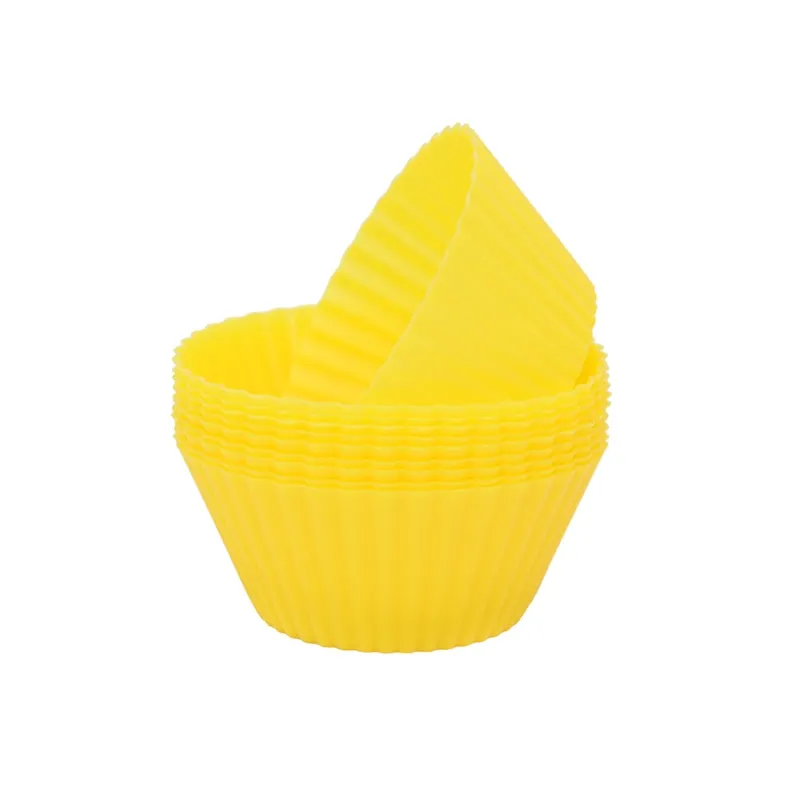 12pcs Silicone Cake Mold Round Muffin Cupcake Baking Molds Reusable DIY Cake Decorating Tools Wedding Birthday Party Decorations