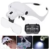 Adjustable Lens Wearing Type Glasses Magnifier Loupe Kit with LED Lights DIY Diamond Art Accessories