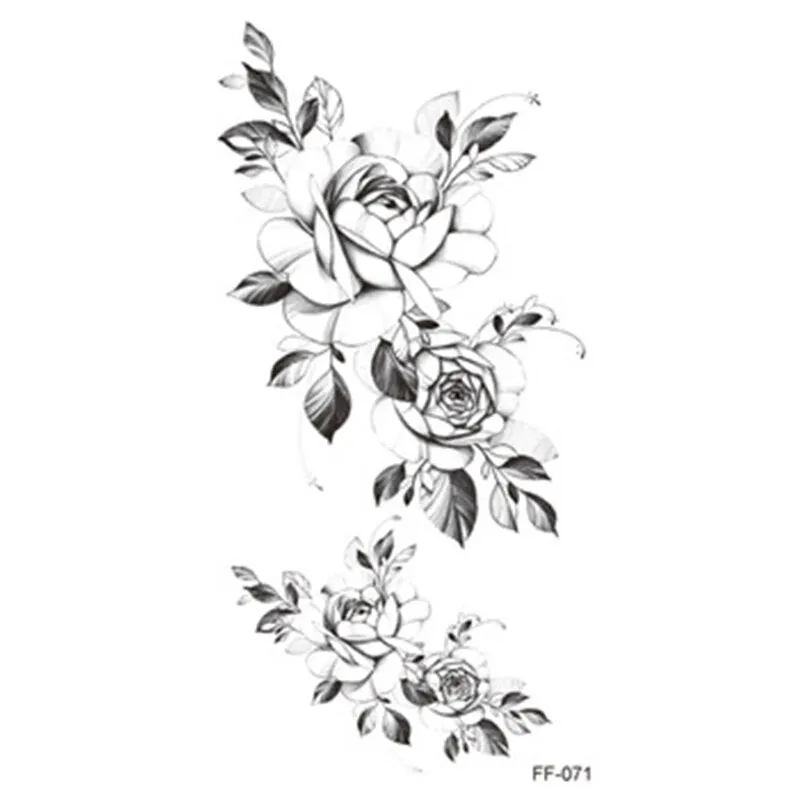 1 Pcs Women Body Chest Art Temporary Tattoo Sticker Big Large Fake Tattoo Sticker Purple Rose Flower Girl Waist Bracelet Tattoos
