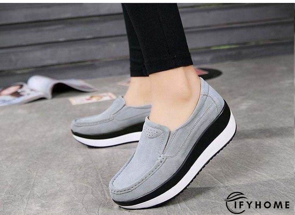 Women's Platform Loafers Flat Shoes Cow Suede Leather Moccasins Shoe | IFYHOME