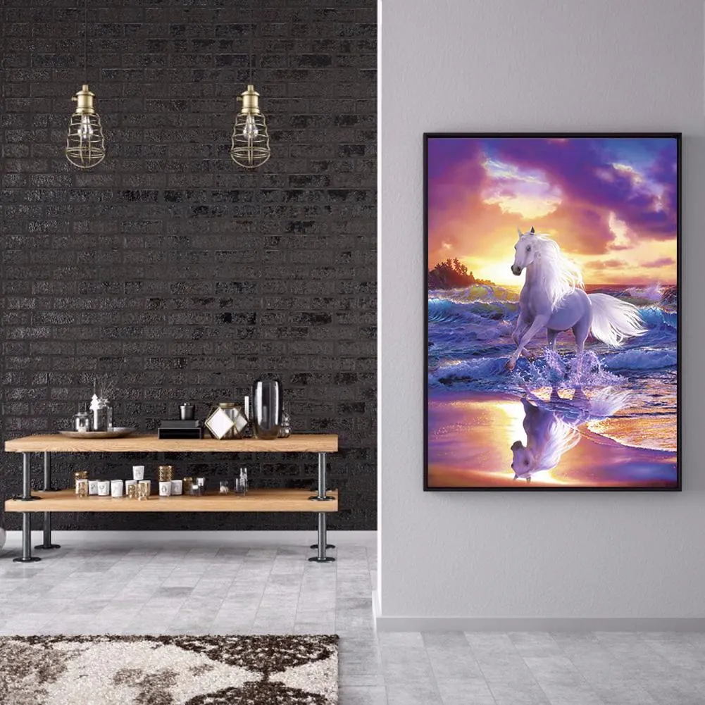 Diamond Painting - Full Round Drill - White Horse(30*40cm)