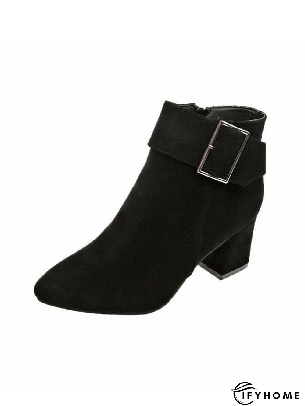 Belt Buckle Chunky Heel Pointed Toe Booties | IFYHOME