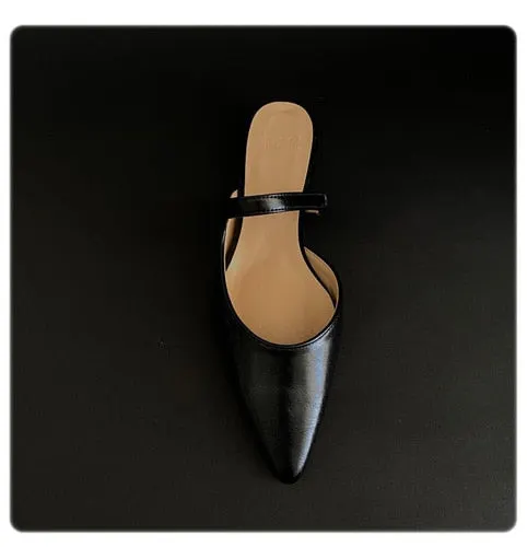 South Korea Net Red Pointed Half Slippers 2020 Summer New Silver Color Baotou Flat Slipper Women's Slipper Lazy