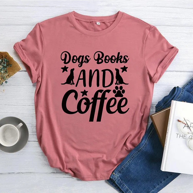 ANB - Dog Book and Coffee T-shirt Tee-013101