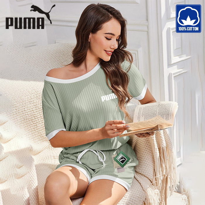 PUMA 2025 &uacute;j, sz&iacute;nben passzol&oacute; r&ouml;vid ujj&uacute; pizsama, k&eacute;nyelmes otthoni viselet
