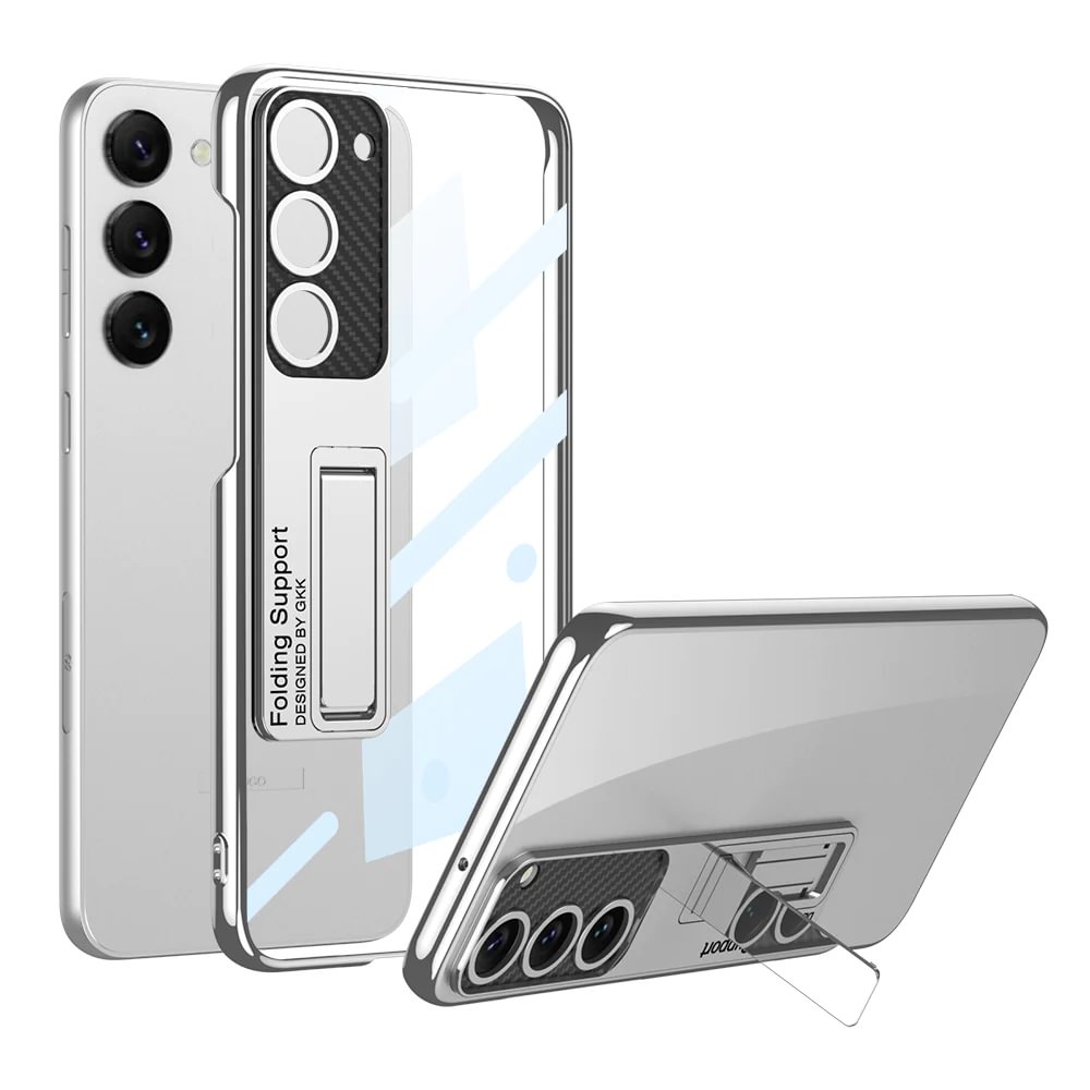 Applicable To Samsung S23/S22 Series Transparent Electroplating Bracket Mobile Phone Case