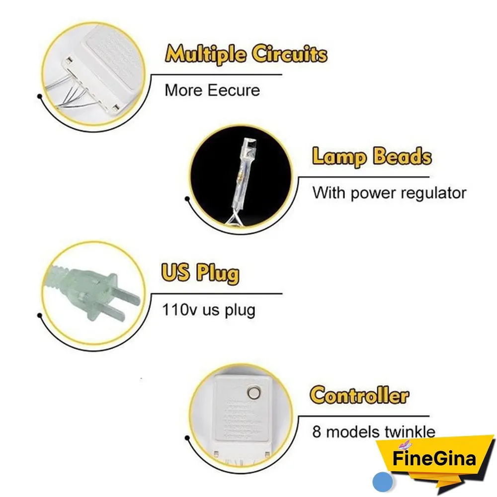 Christmas Garland 400LED Curtain Icicle String Lights Wedding Mariage Decoration Xmas Navidad Garland LED Light Strip Garden Street Mall Eaves Outdoor Decorative Fairy Light 2 Style
