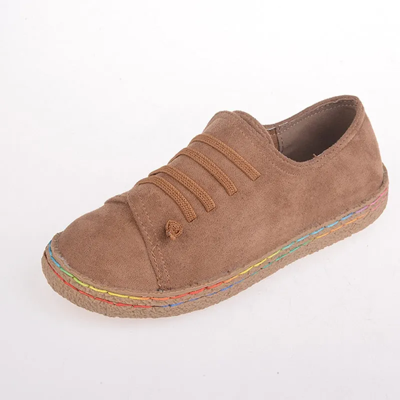 Women Loafers Shoes Round Toe Casual Pattern Lady Flats Wide Shallow Slip-on Shoes Oxford Shoes For Women