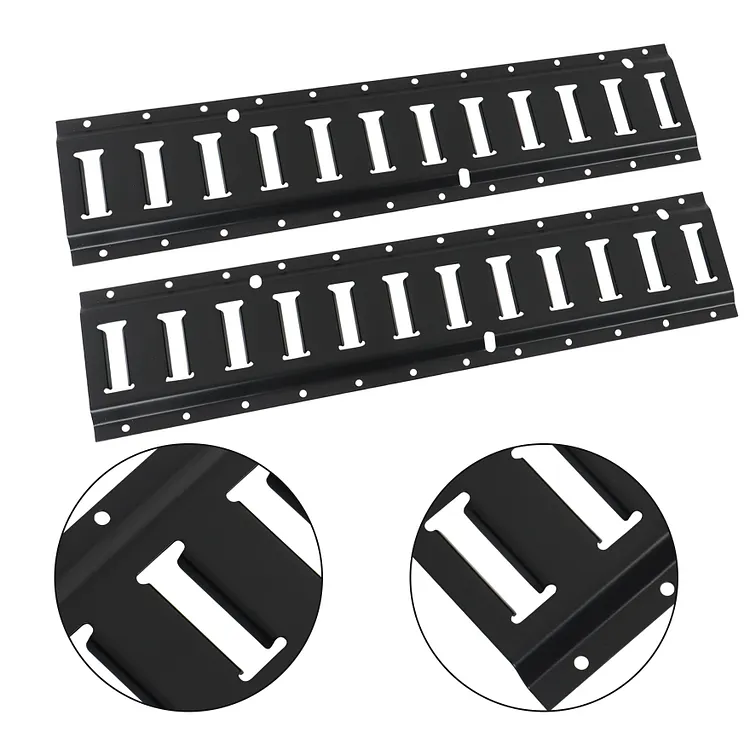 SEBLAFF 2-Pack 2 Ft Powder-Coat Black E Track Tie Down Bar Rail Kit Loads Up to 2,000 Lbs Replacement for Fixing Garages Vans Trailers Motorcycle Tie Downs ATV Mountings